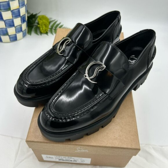 Women’s Christian Louboutin CL moc  lug, leather loafers - Picture 3 of 12